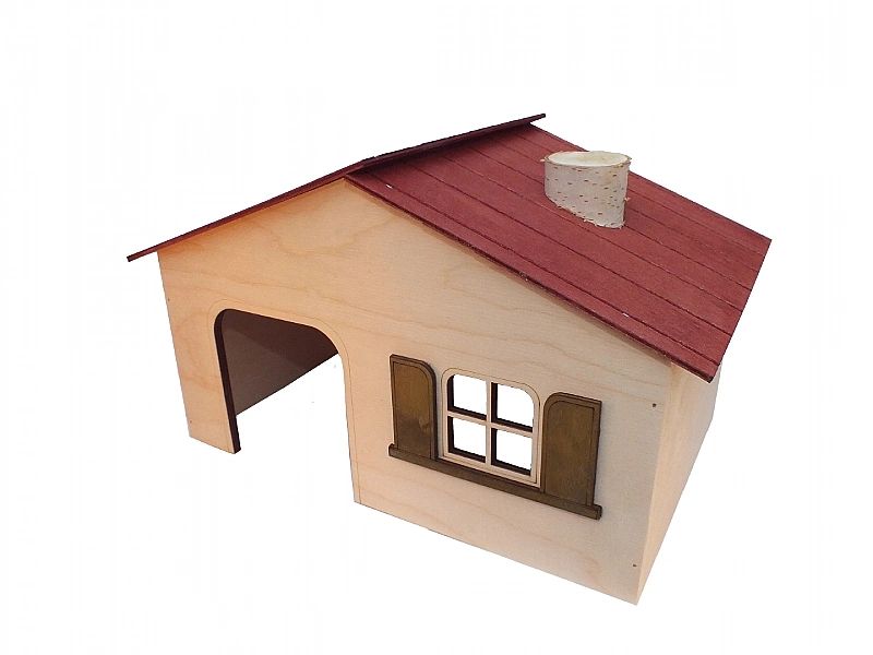 Drewniany domek dla gryzoni królika szynszyla spadzisty dach P-17