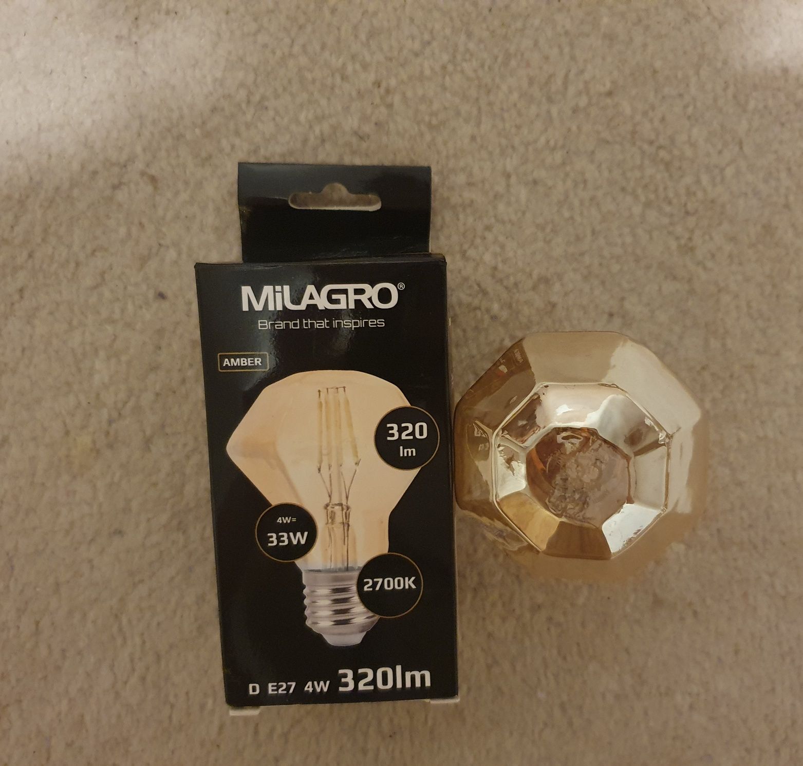2 żarówki diament brylant Milagro 4W = 33W, 320 lm, 2700K