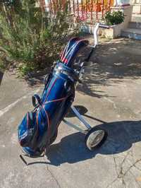 Conjunto de golfe wilson (14 tacos+saco PGA+trolley+bolas e pinos)