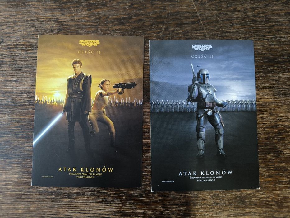Gwiezdne wojny Atak Klonów 2x pocztówka, ulotki filmowe
