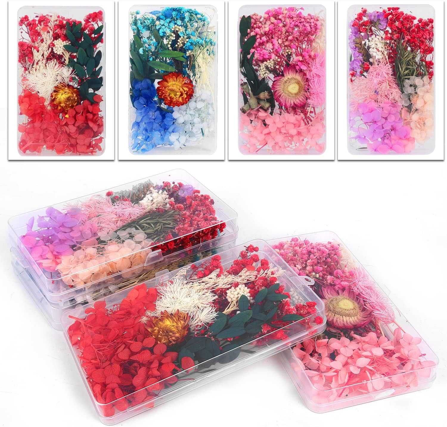 4 pudełka z suszonymi kwiatami DO RĘKODZIEŁA żywica epoksydowa