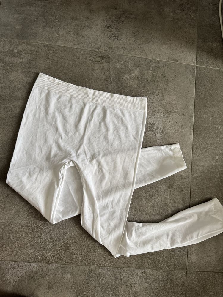 Biale legginsy rajstopowe