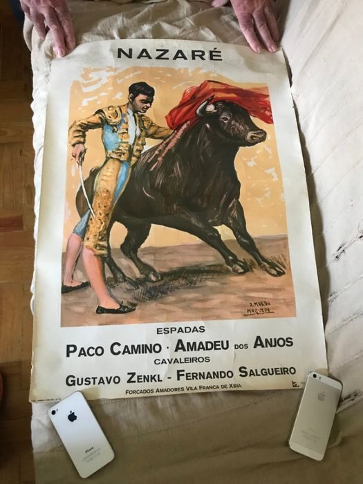 Cartaz Tourada na Nazaré (muito antigo)