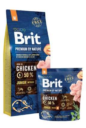 Brit Premium Junior M корм для щенков и молодых собак 1 кг 3 кг 15 кг