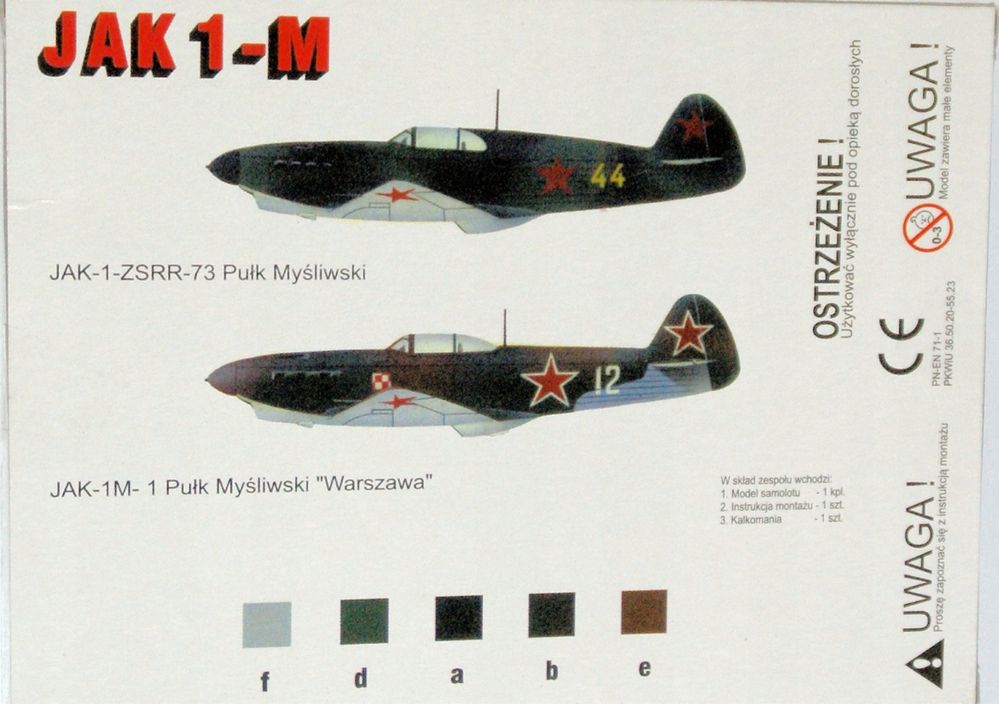 Model do sklejania Plastyk S-003 samolot JAK 1-M
