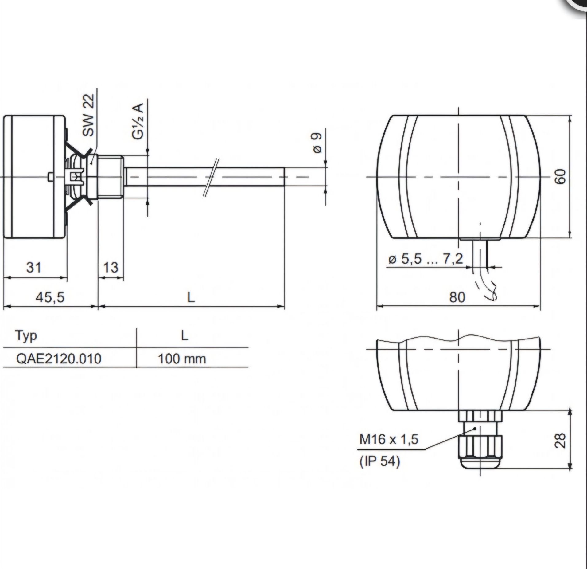Siemens QAE 2120.010 SENSOR