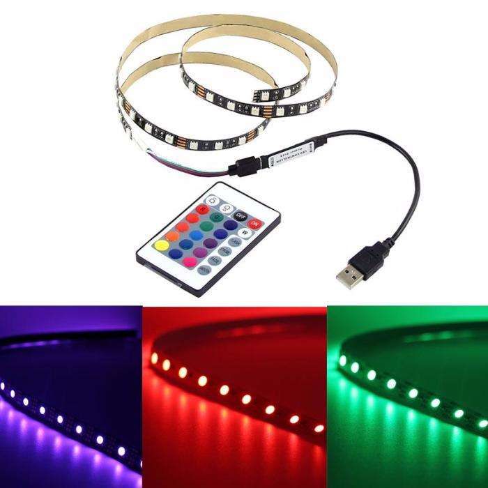 Fita LED USB, com 1,2,3,4,5 Metros com comando. RGB. Faz varias cores