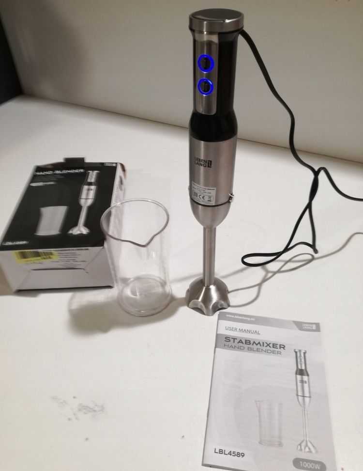 Blender ręczny LEBENLANG 1000W srebrny NOWY