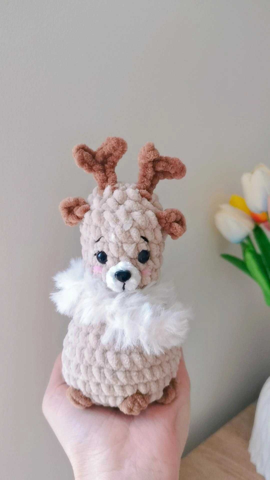 Reniferek na szydełku handmade, dekoracja świąteczna
