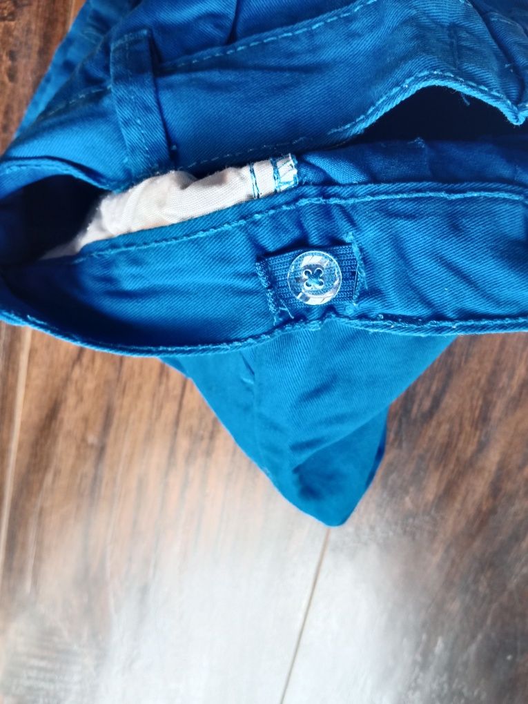 Spodnie spodenki chino chinosy eleganckie minoti 80 86 niebieskie