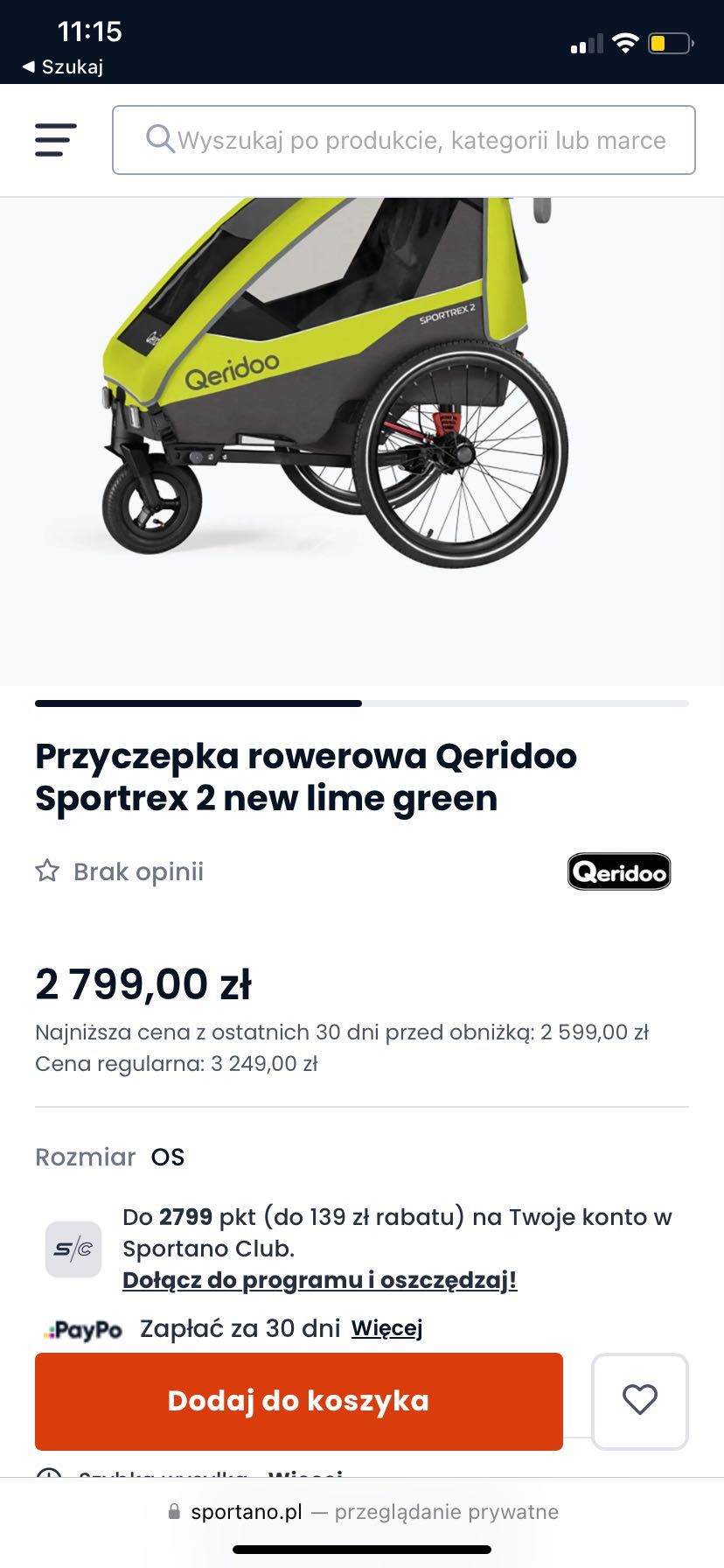 Przyczepka rowerowa Qeridoo Sportrex new lime green