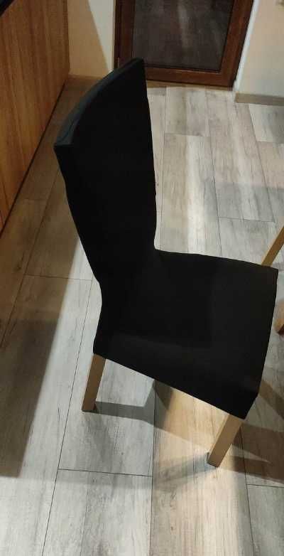 Gładkie elastyczne czarne pokrowce na krzesła 6 szt wysokie oparcie