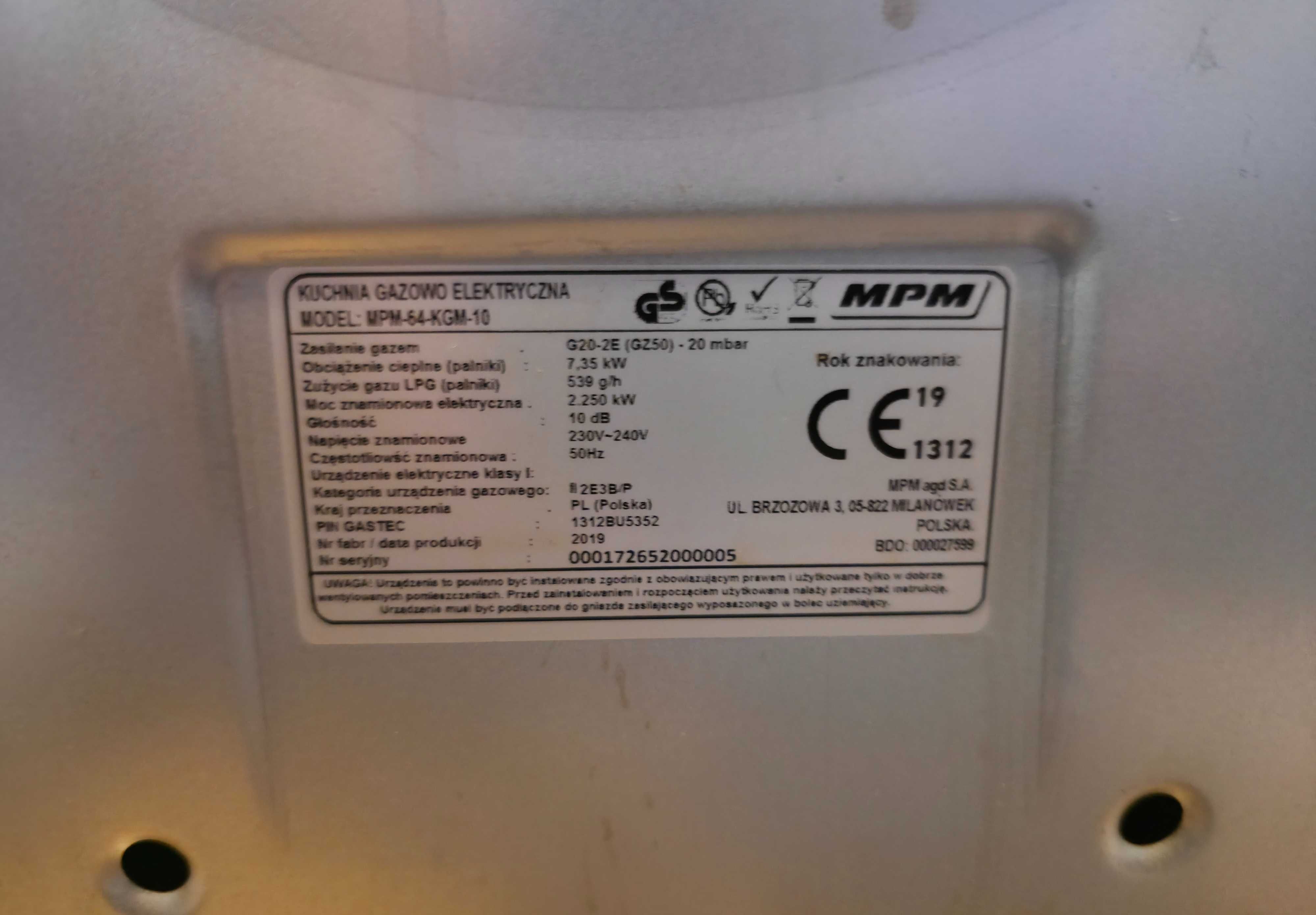 Kuchenka gazowa MPM 60