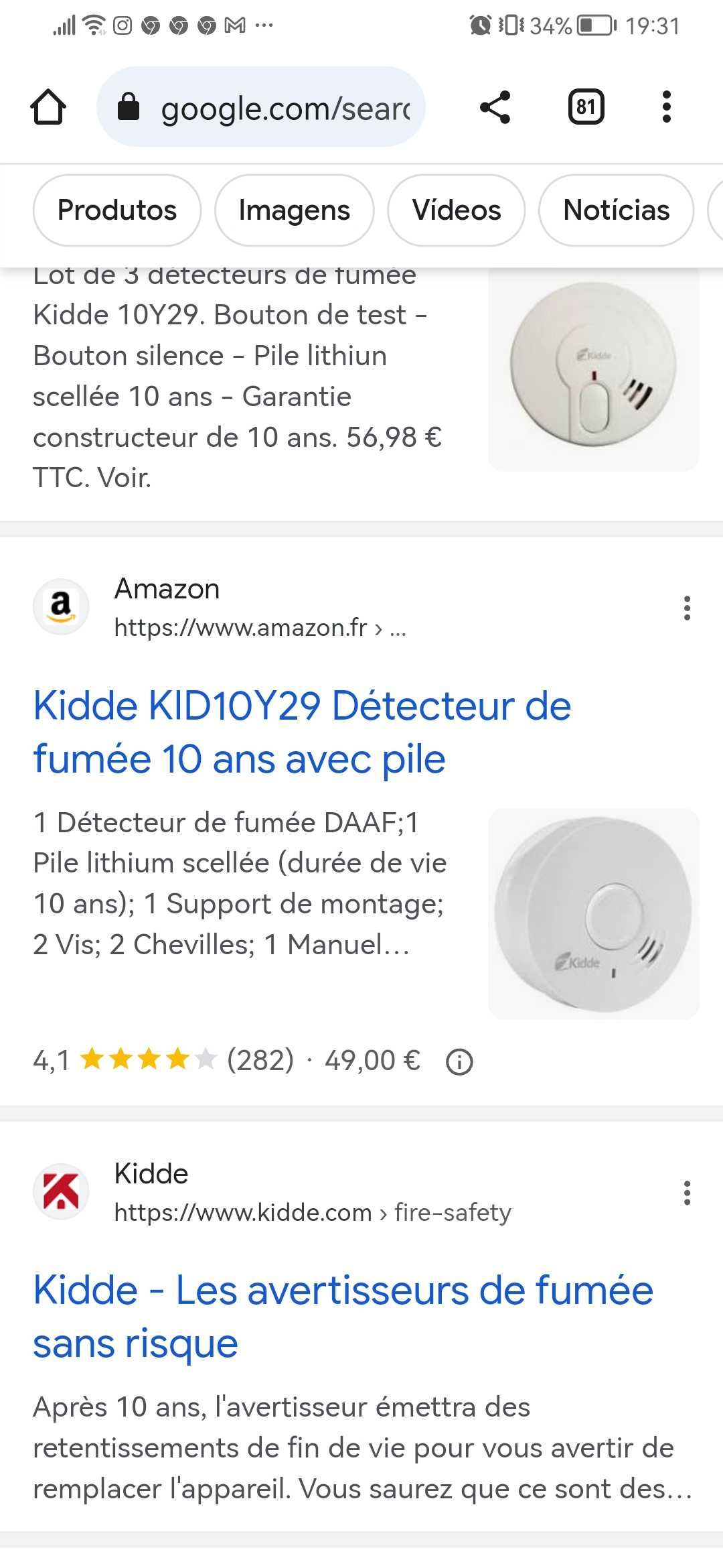 Detector de fumo marca kidde 7anos