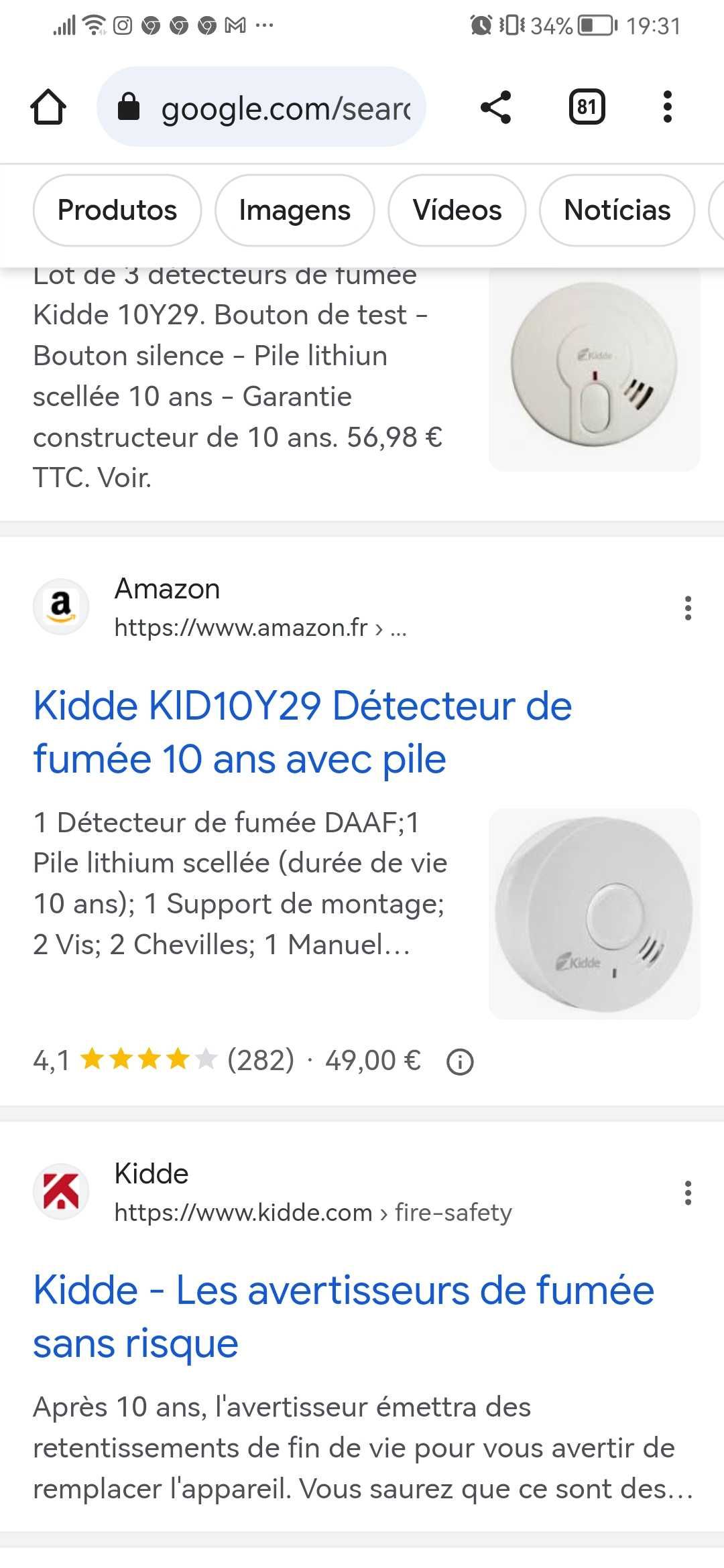 Detector de fumo marca kidde 7anos