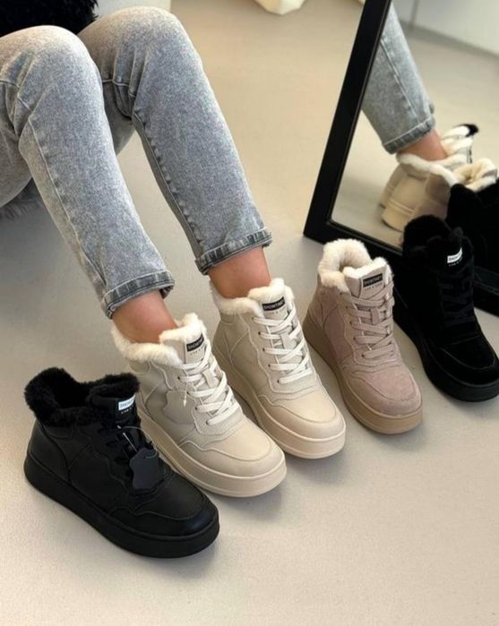 Жіночі черевики ботинки зимові замша та шкіра