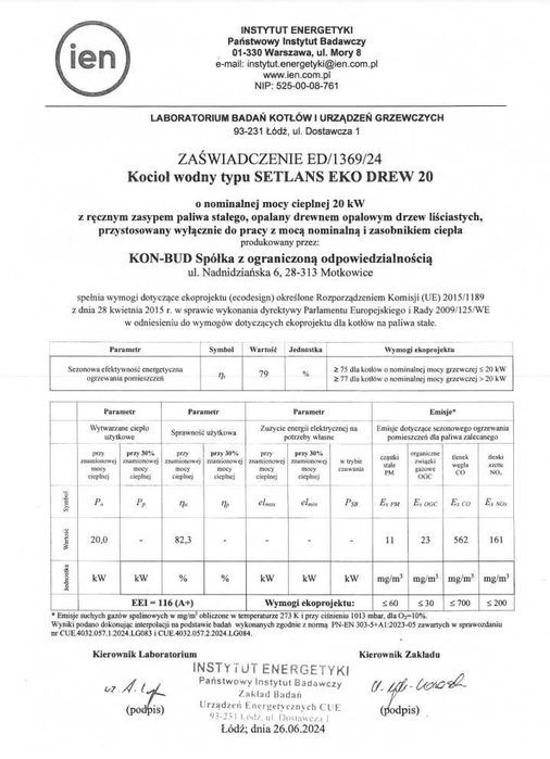 Kocioł Setlans Eko Drew 20kW zgazowujący drewno