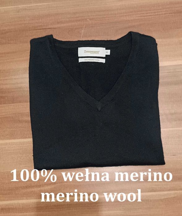 Bezrękawnik swetrowy męski z wełny z merynosa Merino Wool XL czarny