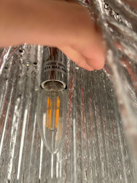 Piękna lampa wisząca Glamour srebrna do salonu kryształki,3barwypiękna