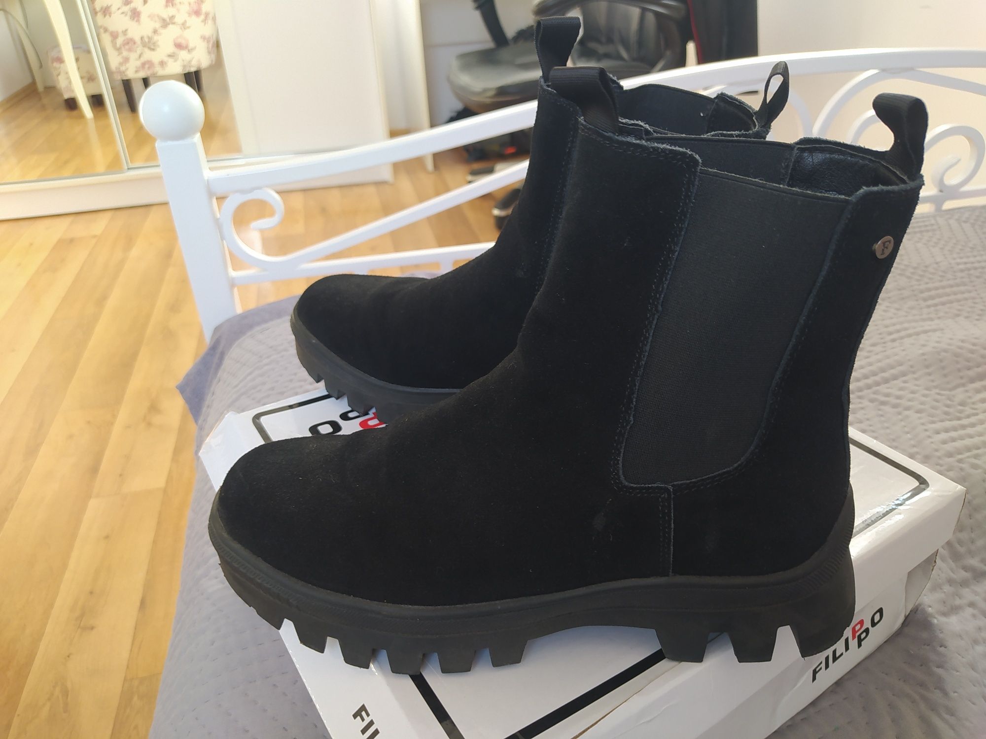 Buty czarne skóra zamszowe trapery  jesień zima 40 Rusin oh butik jak