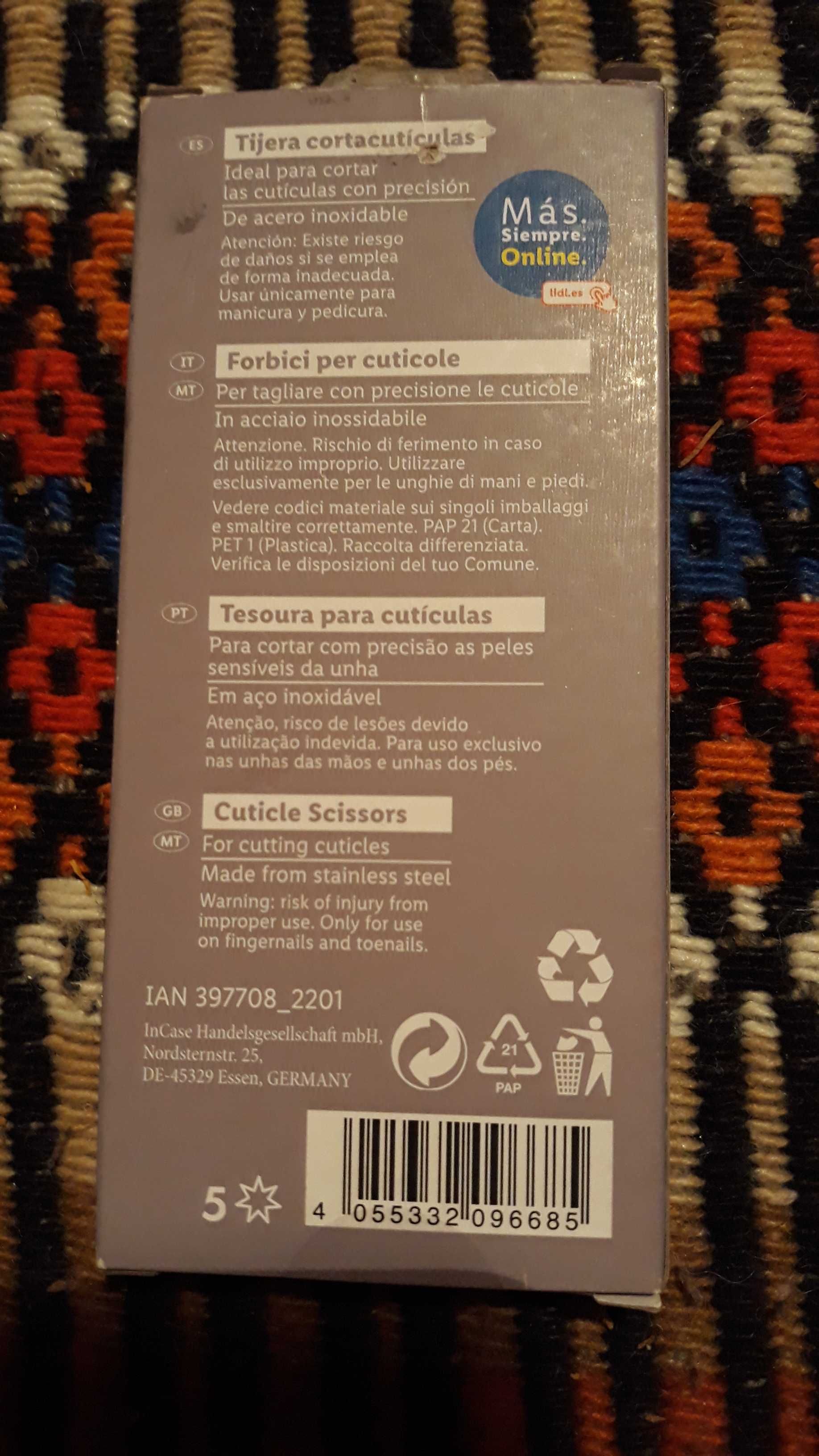 Tesoura para cutículas - nova - portes incluídos