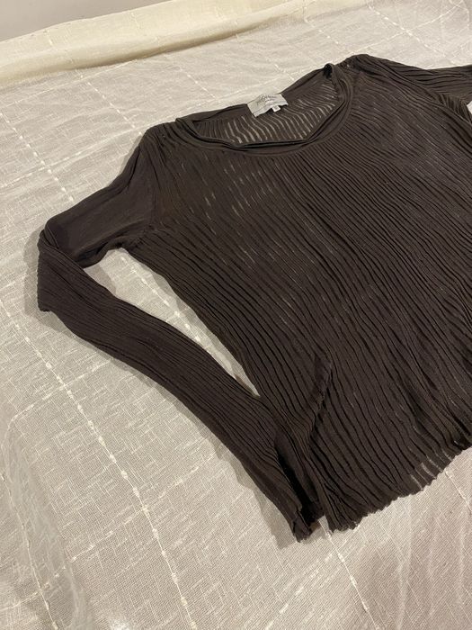 Brązowy dzianinowy bawełniany top Yves Saint Laurent