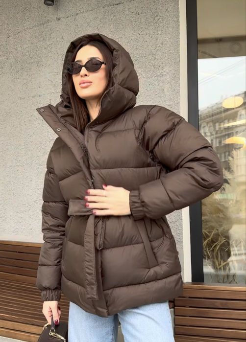 Пуфер шоколодного кольору українського бренду xs / s