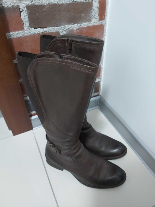 Kozaki damskie, 40., skóra naturalna.