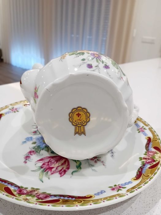 Bule com prato tipo Limoges