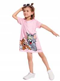 Sukienka Dziewczęca T-Shirt Różowa Tom&Jerry 100
