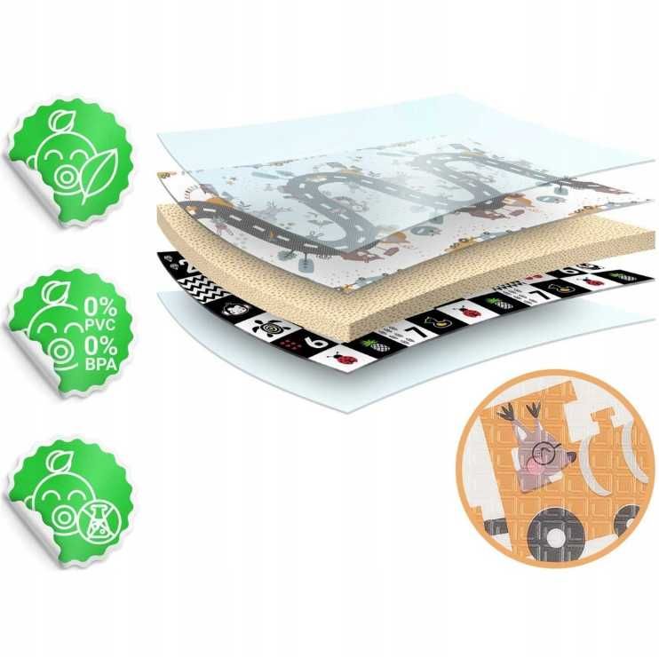 Mata Piankowa Edukacyjna Składana Wygodna 2w1 - 200 x 50 x 1 cm Nukido