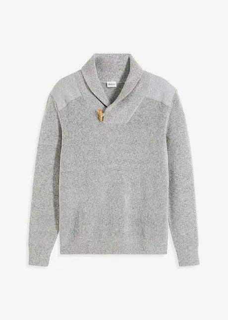 B.P.C sweter męski z kołnierzem szary r.3XL