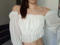 Biała hiszpanka crop top bufiaste rękawy