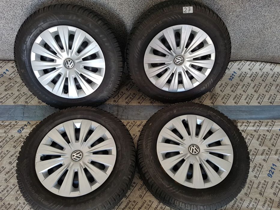 KOŁA ZIMOWE KOŁPAKI 195/65R15 VW TOURAN CADDY JETTA SKODA OCTAVIA AUDI  5X112