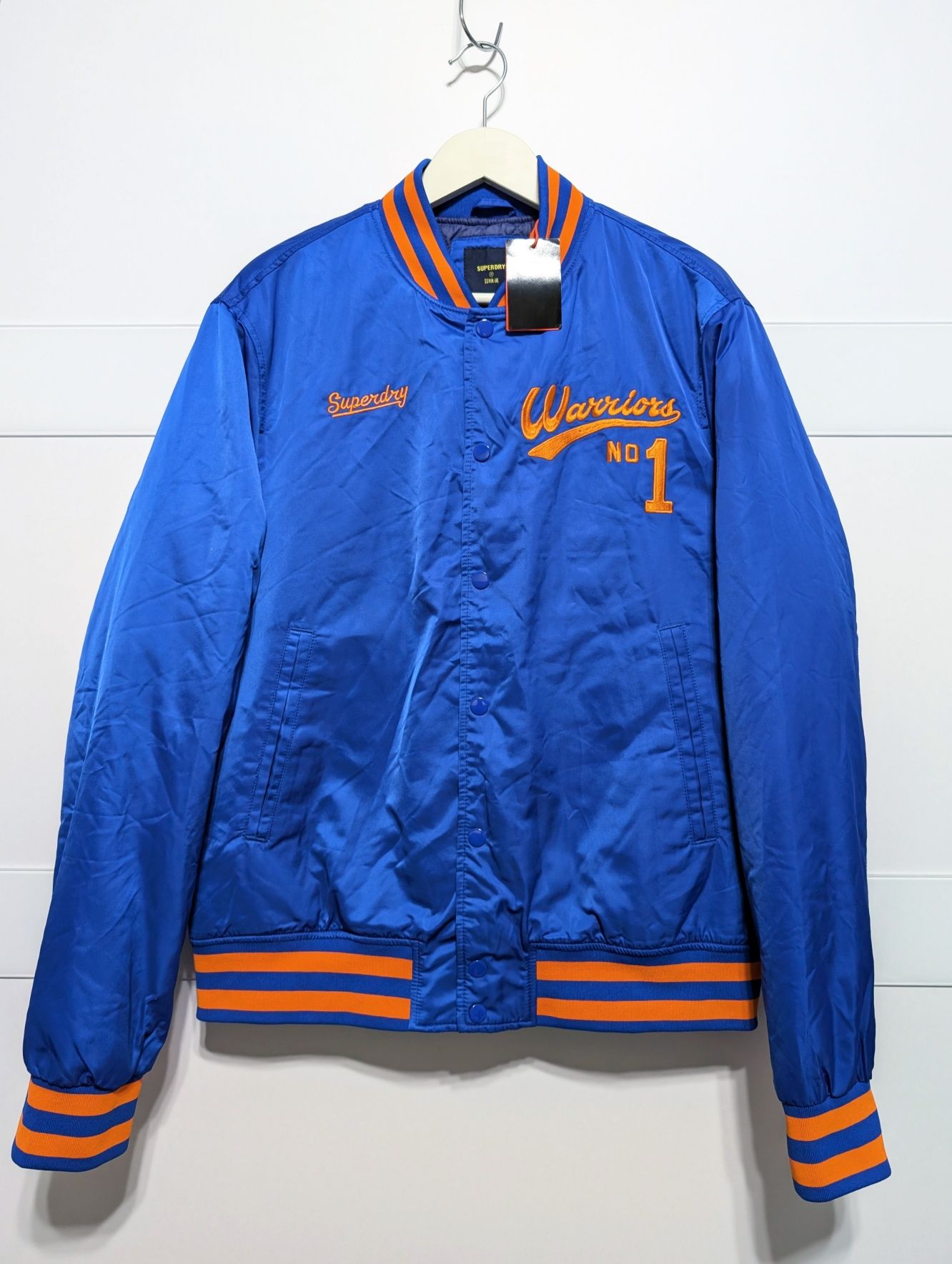 Niebieska ocieplana bomberka varsity Superdry, rozmiar 2XL