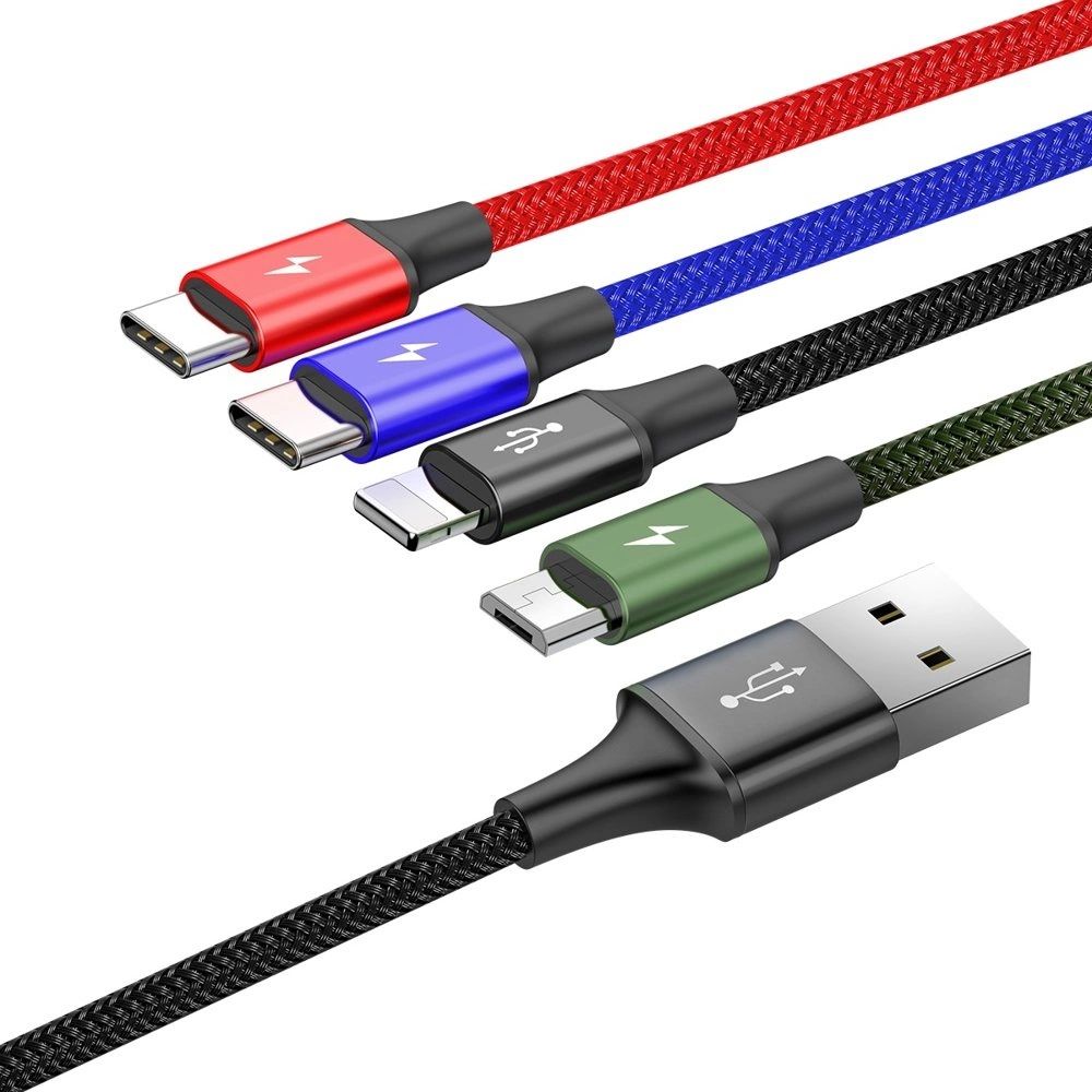 Kabel Baseus 4W1 1.2M Lightning, 2Xusb-C, Microusb Czarny