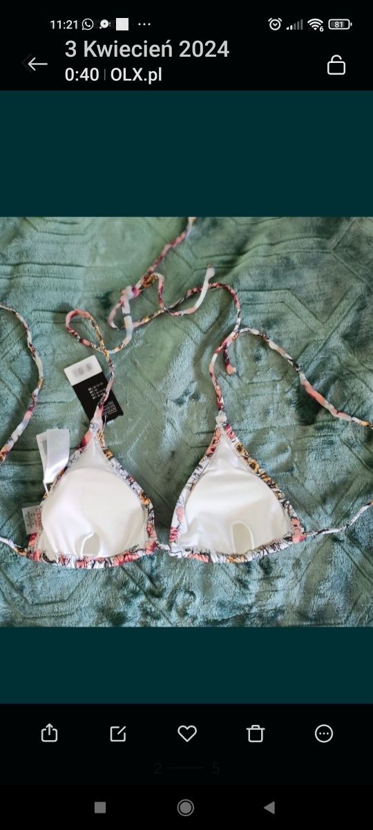 Góra od stroju bikini 80 A lato stanik usztywniana Boho kwiaty nowa