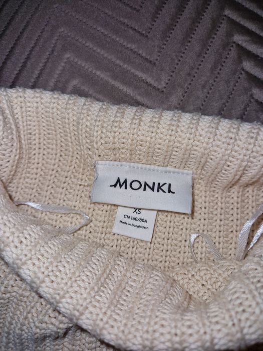 Monki XS 34 krótki sweter z półgolfem bawełna akryl