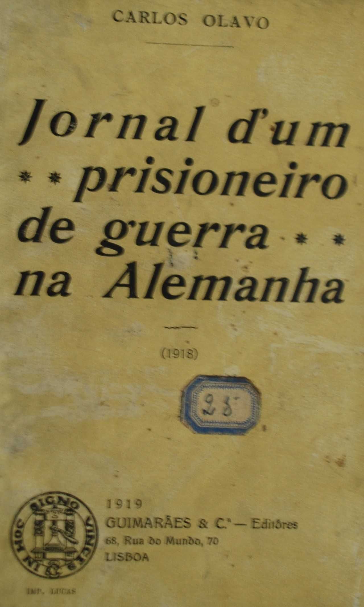 Jornal D´Um Prisioneiro de Guerra na Alemanha (1918) de Carlos Olavo