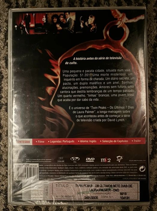DVD twin peaks os últimos dias de Laura palmer