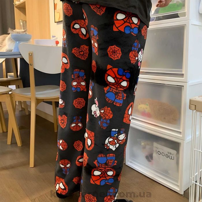 Плюшеві штани hello kitty&spiderman м'які штани з людиною павуком