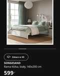 Łóżko małżeńskie 140x200 SONGESAND Ikea/ kompletne z materacem