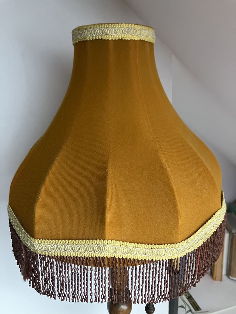 Lampa z abażurem vintage drewniana