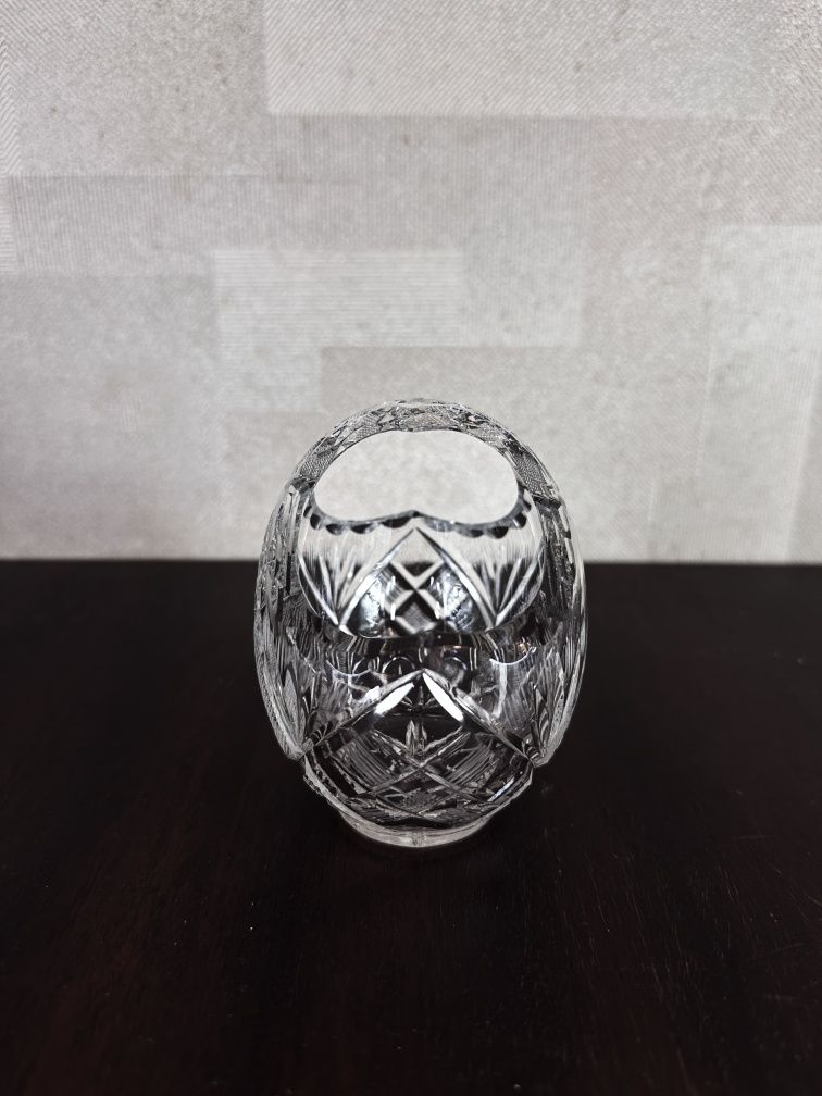 Хрустальная корзинка, Германия, ручная работа, 9.5х9х5(см)