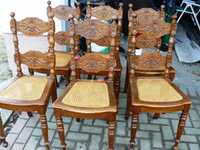 6 krzeseł rzeźbione drewno ratan