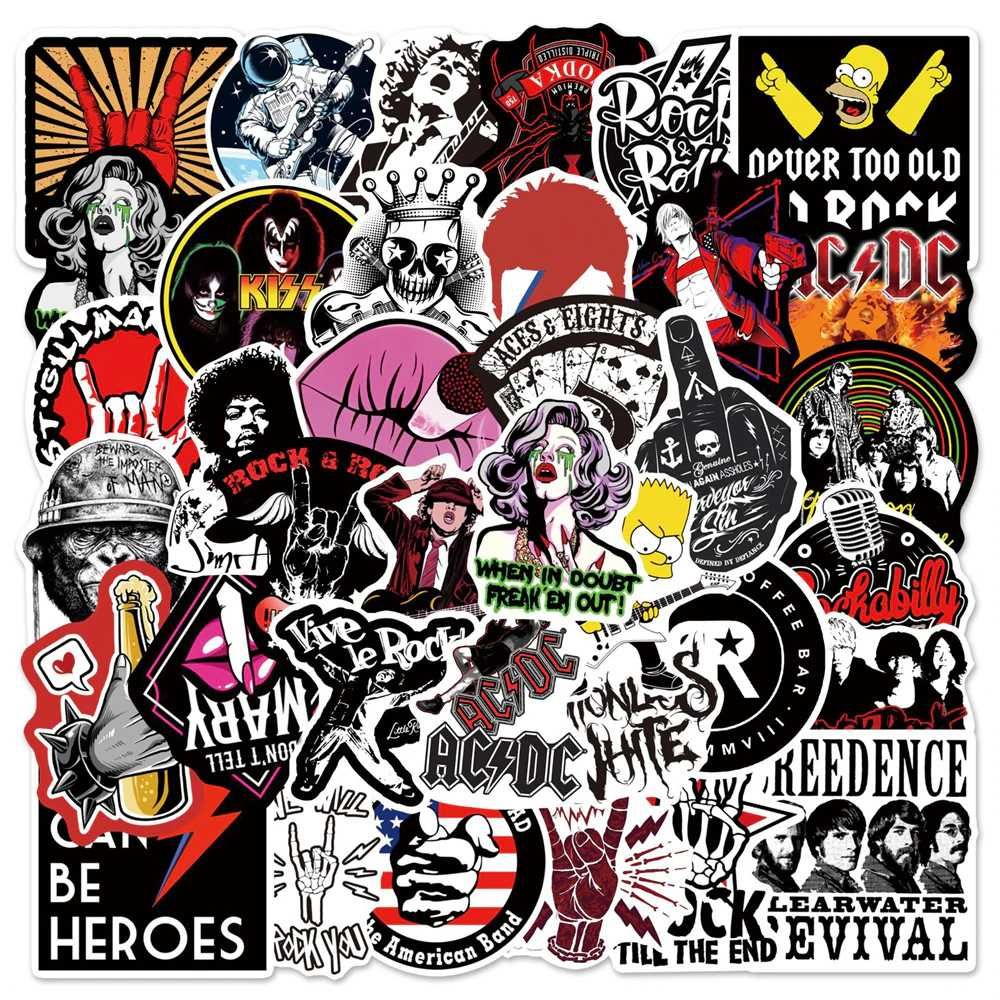 Наклейки стикеры с изображениями персонажей культовых рок-групп