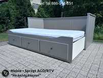 IKEA HEMNES Łóżko Leżanka z 3 szufladami, 2 materace, szare Transport