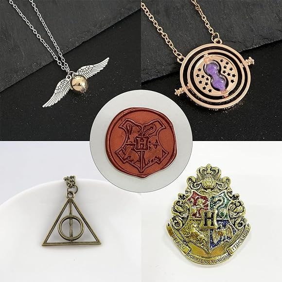 Harry Potter colar talismãs snitch vira-tempo selo e pin Hogwarts mapa