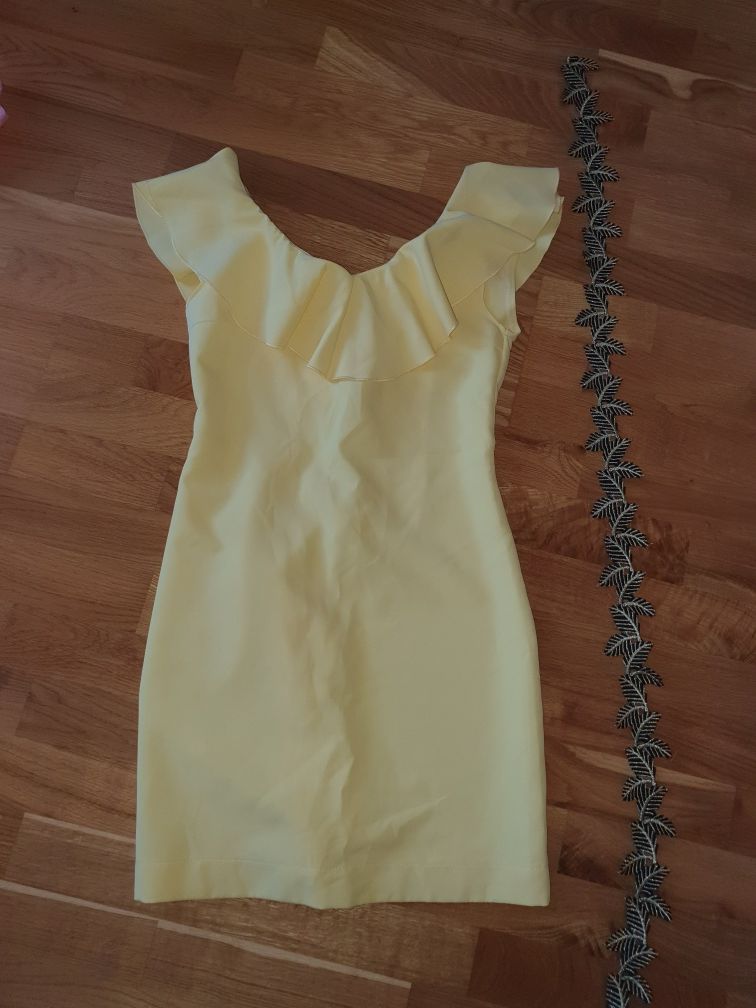 Лимонне плаття  на металевій блискітці