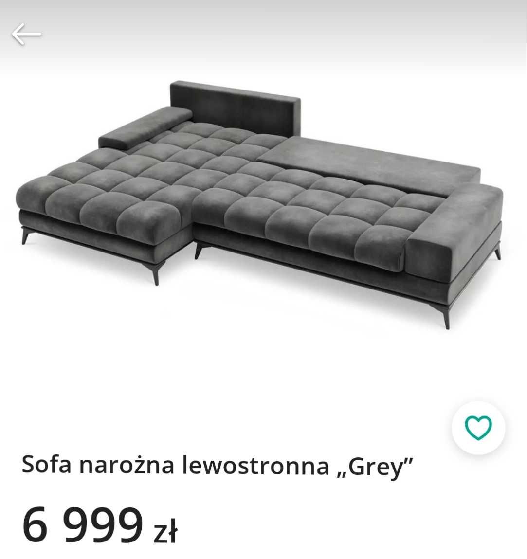 Szara sofa  narożna szara